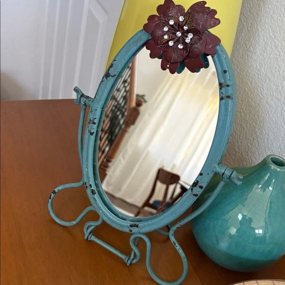Turquoise Metal Wall Mirror Frame - Decorative Home Wall Decor