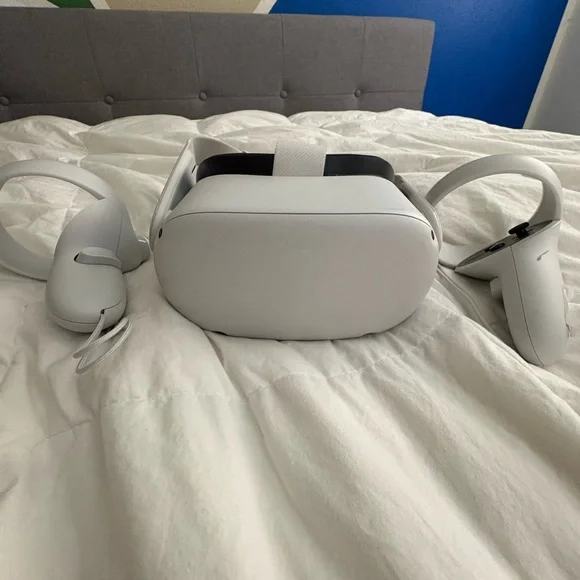 White VR Headset with Controllers