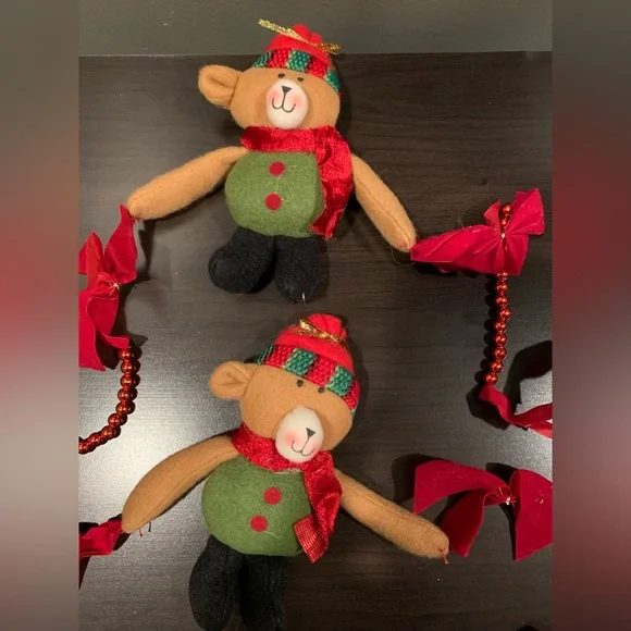 Santa, Bear and Snowman Plush Garland, Like New, Set of 2, 36” long each