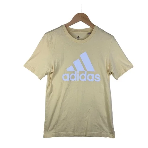 Adidas Mens Essentials‎ Big Logo Tee size Small Yellow/White