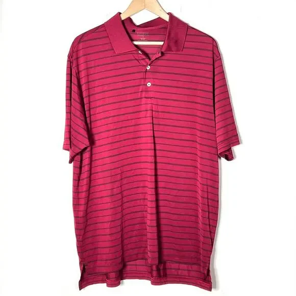 Adidas red and black striped casual golf polo shirt size XL B170