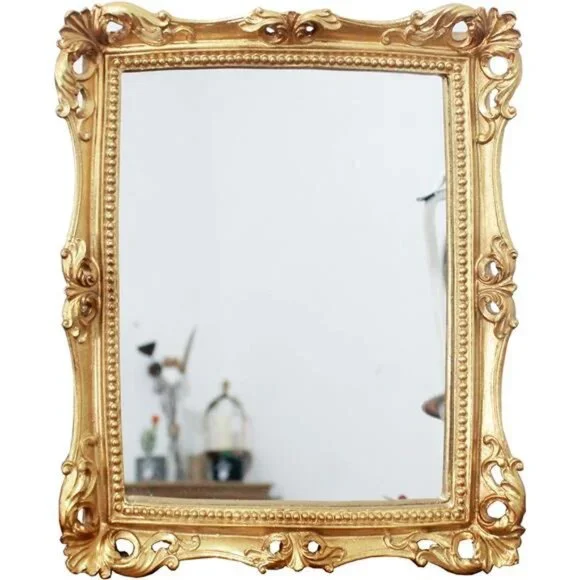 Vintage 11 x 9.5 inch Decorative Mirror, Wall Mounted & Tabletop Makeup Mirror