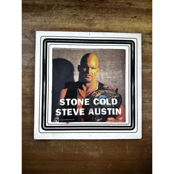 Stone Cold Steve Austin Vintage Carnival Glass Mirror Picture Photo WWF WWE