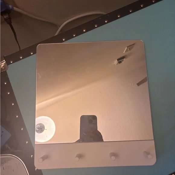 Modern White Wall Mirror with Hooks
