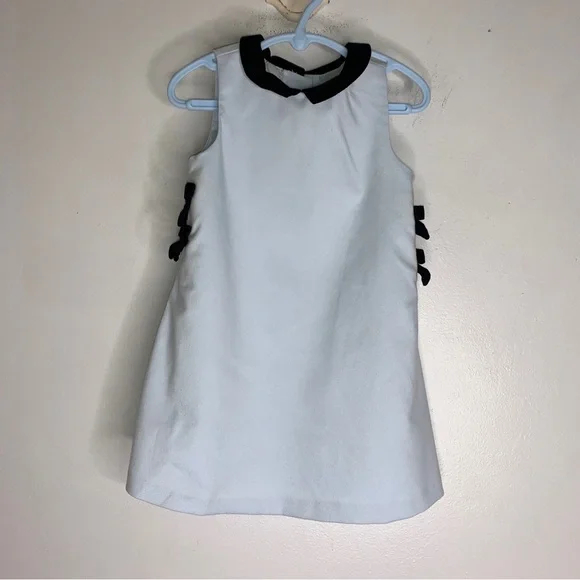 janie and jack 2t Blue Sailor Dress Black‎ Velvet Trim And Bow CPM16