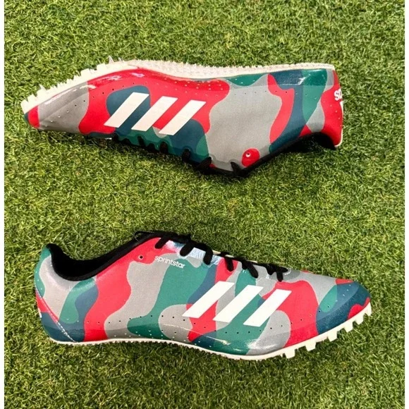 Adidas Sprintstar AF5596 Mens 9 Track‎ & Field Shoes Multi Camo Spike Sneakers