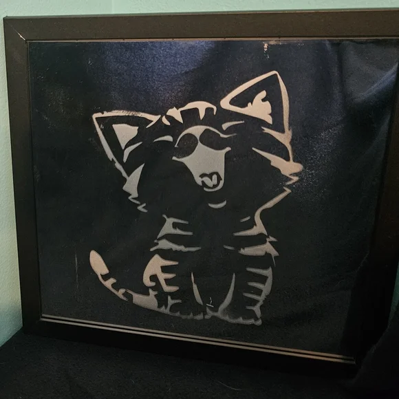 Black Framed Silver 12 X 12 Laughing Cat
