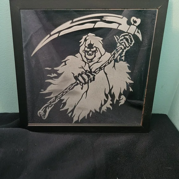 Grim Reaper Black Framed 12 X 12 Mirror