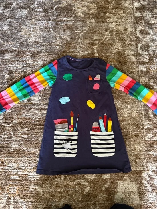 Kids Navy Blue Cotton dress Size 6Y