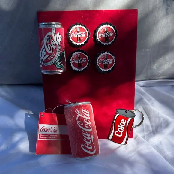 Coca-Cola Ornament Magnets and Keychain Set
