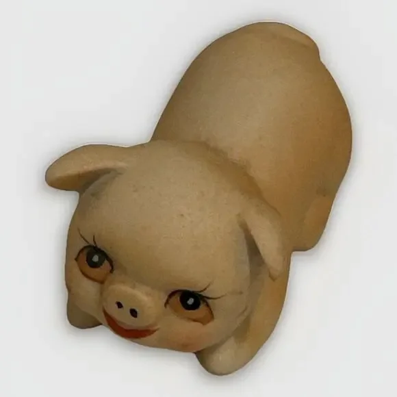 Vintage Figurine Enesco Pig Porcelain 1980 happy hand-painted 2.5