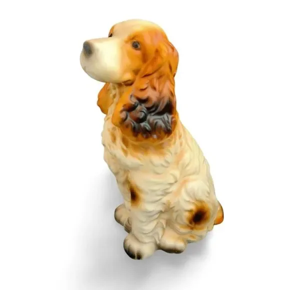 LARGE Vintage Dog Figurine - Springer / Cocker Spaniel by Brinn w Original Label
