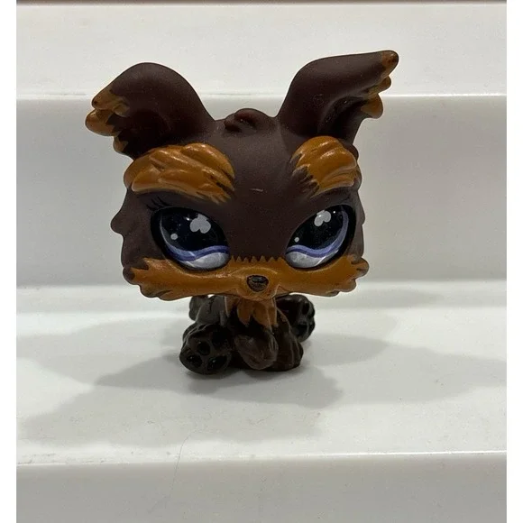 Littlest Pet Shop LPS Authentic Hasbro #509 Yorkie Terrier Purple Glass Eyes