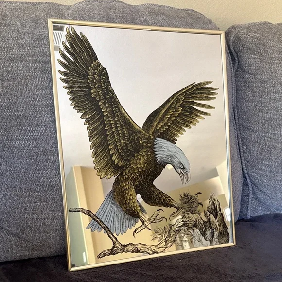 Majestic Eagle Wall Art with Gold Frame