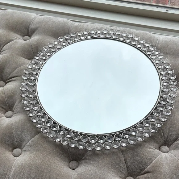 Z Gallerie Silver Mirror tray with Crystal Border