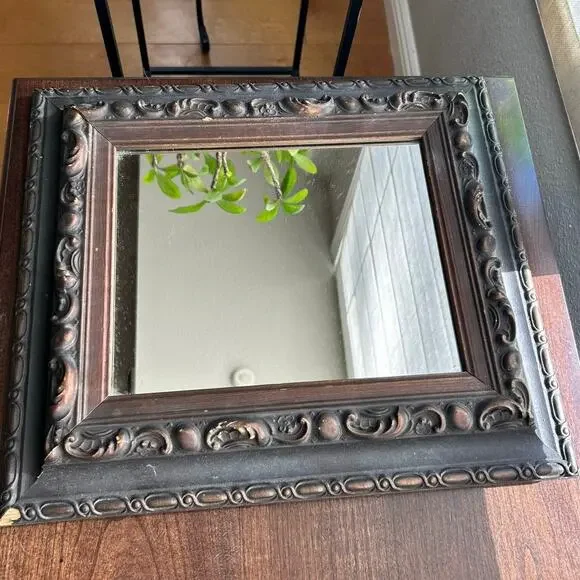 Vintage Turner wall accessories carved famed wood mirror MCM