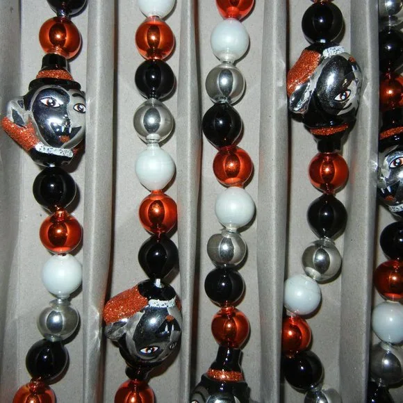Retired Shiny Brite Halloween Glass Ball & Dracula Multicolor Holiday Garl…