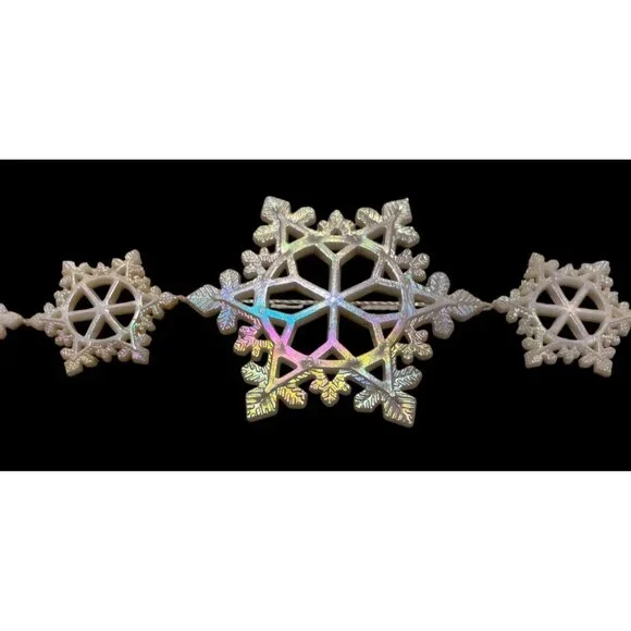 Lot Of Vintage Iridescent White Plastic Snowflake Ornaments For Crafts Or Decora