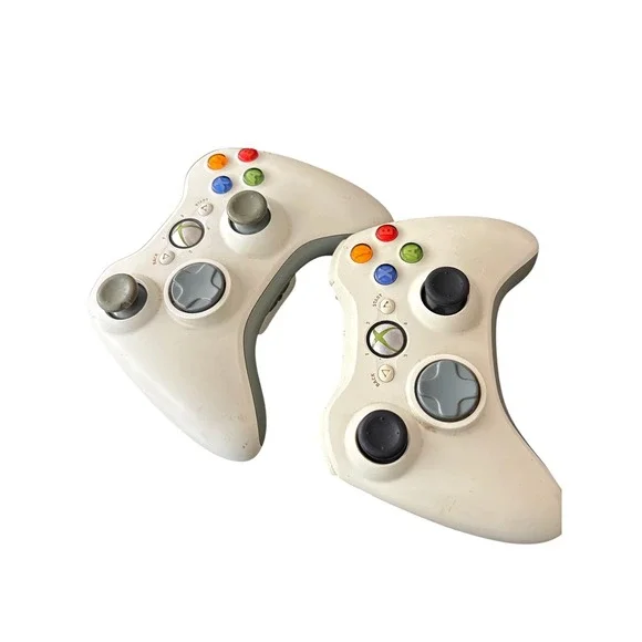 Lot of 2 Microsoft Xbox 360 Wireless Controllers White OEM Genuine Gamepads