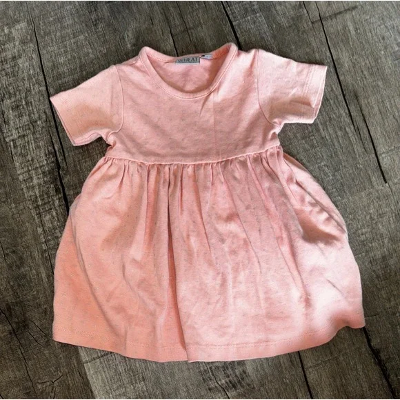 Wheat Organic Cotton Baby Girl Pink Silver Glitter Polka Dot Dress 9M 74