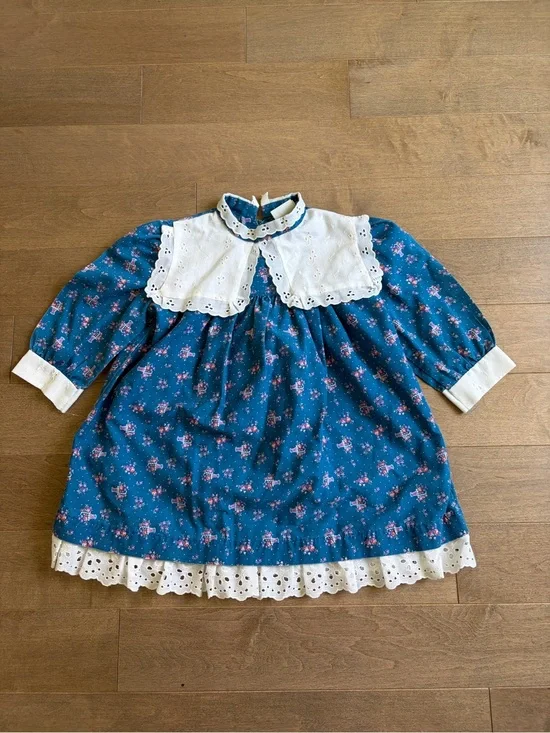 Winnie the Pooh Floral Dress - Blue with Pink Flowers