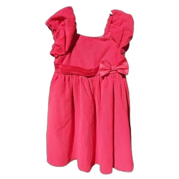 Old Navy Corduroy Dress Girls Size 5T Red Square Neck Pleated Casual