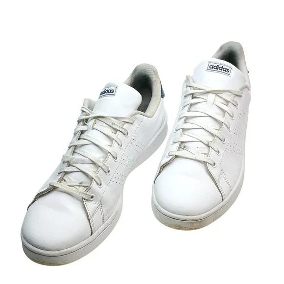 Adidas Advantage Mens White Navy Blue Tennis Sneakers F36423 Size 14