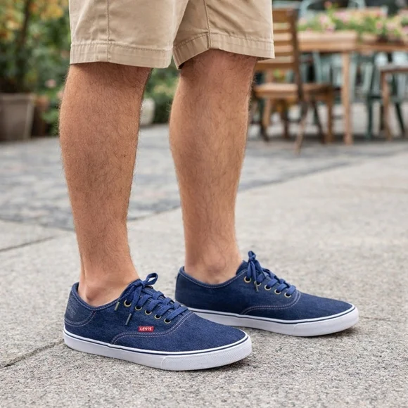 Levi's Monterey Canvas Denim Sneakers Blue and White
