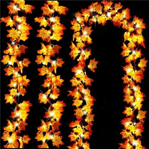 3 Pack-30Ft Fall Garland Halloween Fall Decorations for Home, 60LED Thanksgiving