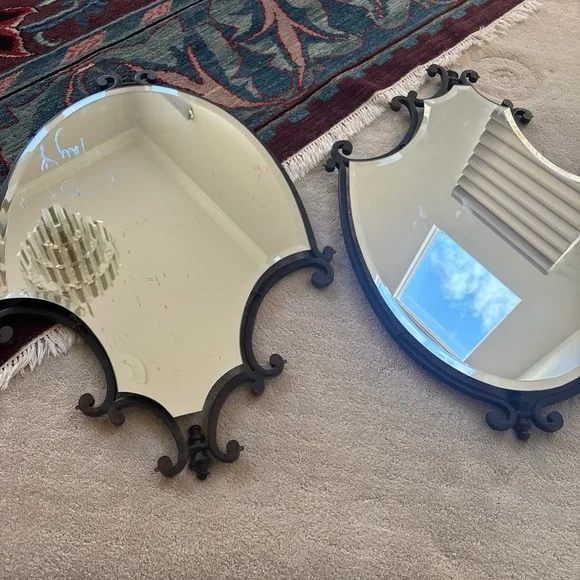 Elegant french beveled LARGE Black Wall Mirror Set of 2