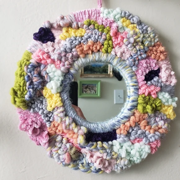 Handmade Pastel Multicolor Round Mirror