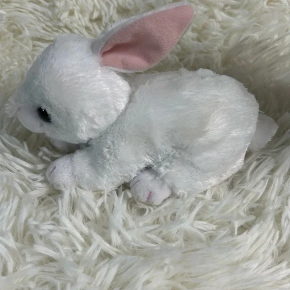 Ty Cotton White and Pink Plush Bunny Toy