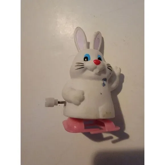 Vintage White Bunny Rabbit Wind Up Toy 1970s Tomy