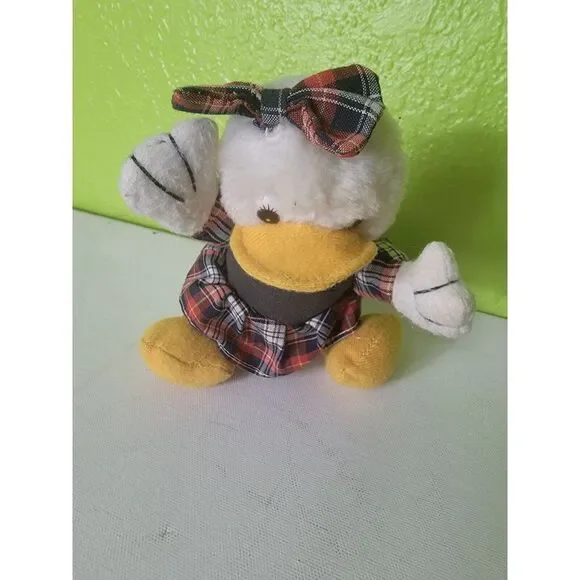 Vintage Pachinko Palace Mini Plush Duck Girl Plaid Dress