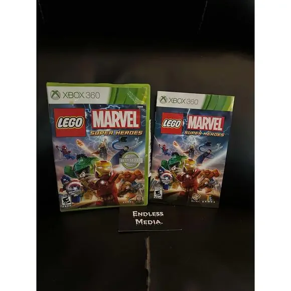 LEGO Marvel Super Heroes Microsoft Xbox 360 Box and Manual Video Game