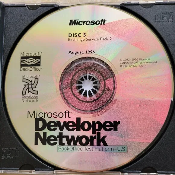 Vintage - Microsoft Exchange Service Pack 2, BackOffice Test Platform