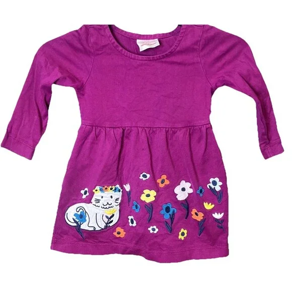 Hanna Andersson (2018) Y2K Girl’s Size US 3 Cat Floral Themed Magenta Dress