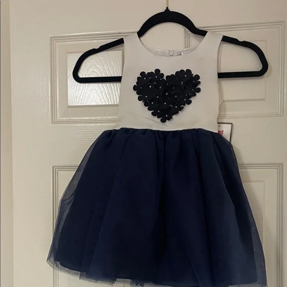 Elegant Navy and White Kids Formal Dress​