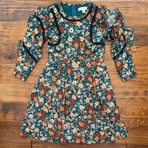 Ivy City Co Mini Naomi Floral Dress with Puff Ruffle Sleeves, 6/7