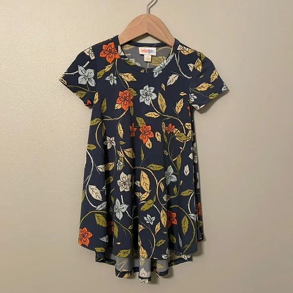 LuLaRoe Girls Floral Swing Dress Size 2
