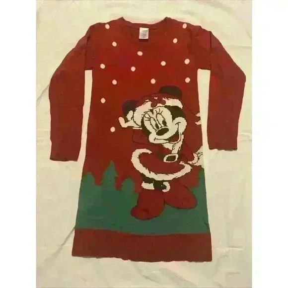 Disney Minnie‎ Mouse Girls Christmas Sweater Dress, Sizes L (10-12)