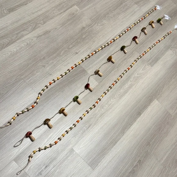 Colorful Wooden Beaded and Mushroom Garland