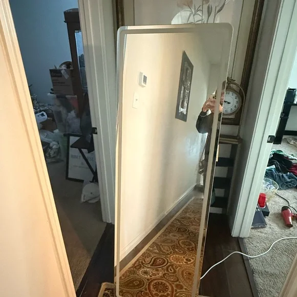 Full-Length Rectangular Mirror with White Frame