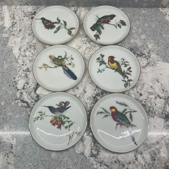 Set of 6 Vintage Fürstenberg Germany Bird Plates - Hummingbird & Songbird Decor