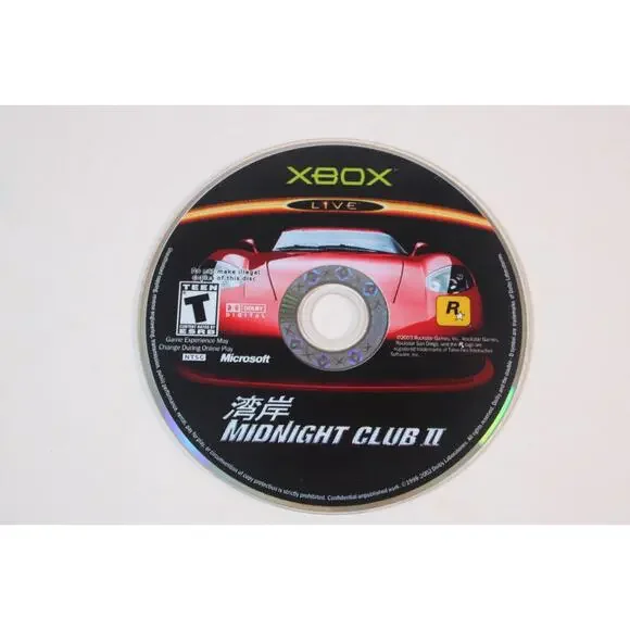 Midnight Club II 2 (Microsoft Xbox, 2003) Authentic, disc only, tested/works