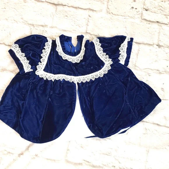 Velvet Toddler Dress Navy