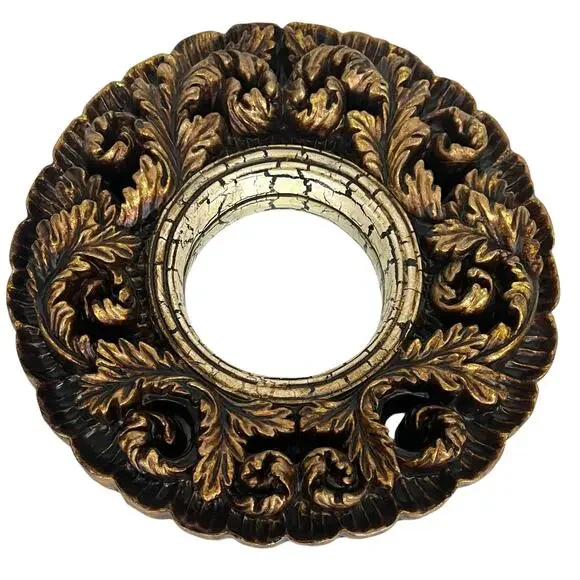 Vintage Florentine Gold Gilded Round Mirror Ornate Rococo 14”