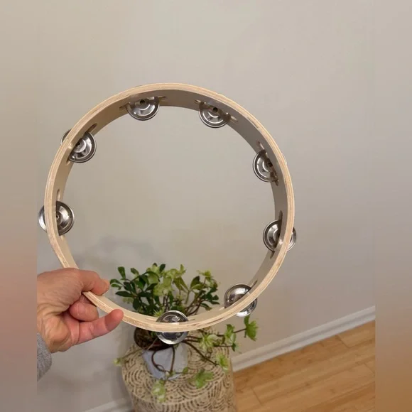 Natural Wood Tambourine Wall Decor