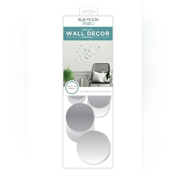 Blue Moon Studios 14pc Self-Adhesive Circle Wall Mirror Decals