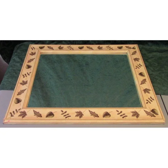 🍂 Botanical Leaf Mirror — Rustic Framed Glass (25.5